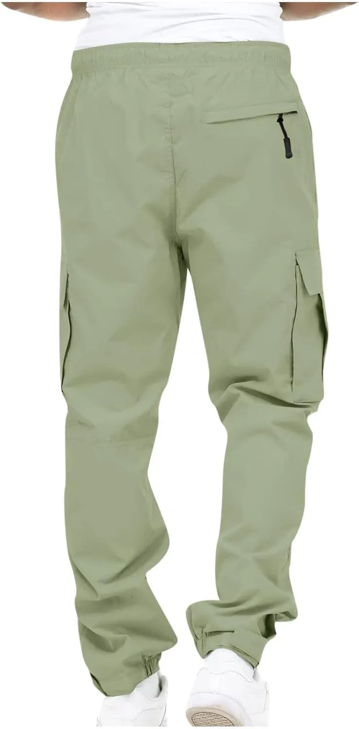 Mens Workout Cargo Sweatpants Waist Trousers Streetwear Work Pant Athletic Sweatpants with Pockets Men Joggers Pants