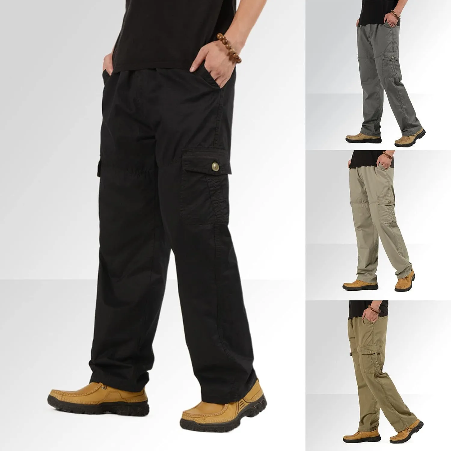 Mens Workout Cargo Sweatpants Yoga Sweatpants Athletic Lounge Pants Loose Drawstring Casual Jersey Pants Joggers for