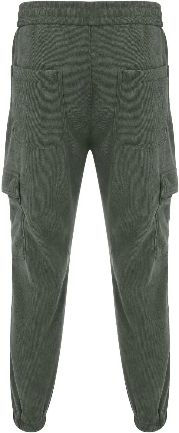 MIDOO Mens Cargo Pant Elastic Waist Casual Jogger Pant Stretch Drawstring Elastic Waist Tapered Leg Sweatpants with Pockets