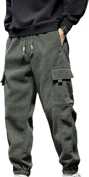 MIDOO Mens Cargo Pant Elastic Waist Casual Jogger Pant Stretch Drawstring Elastic Waist Tapered Leg Sweatpants with Pockets
