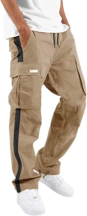 MIDOO Mens Cargo Pants Elastic Waist Casual Lightweight Joggers Loose Sweatpants Stretch Work Fishing Travel Pants Overalls