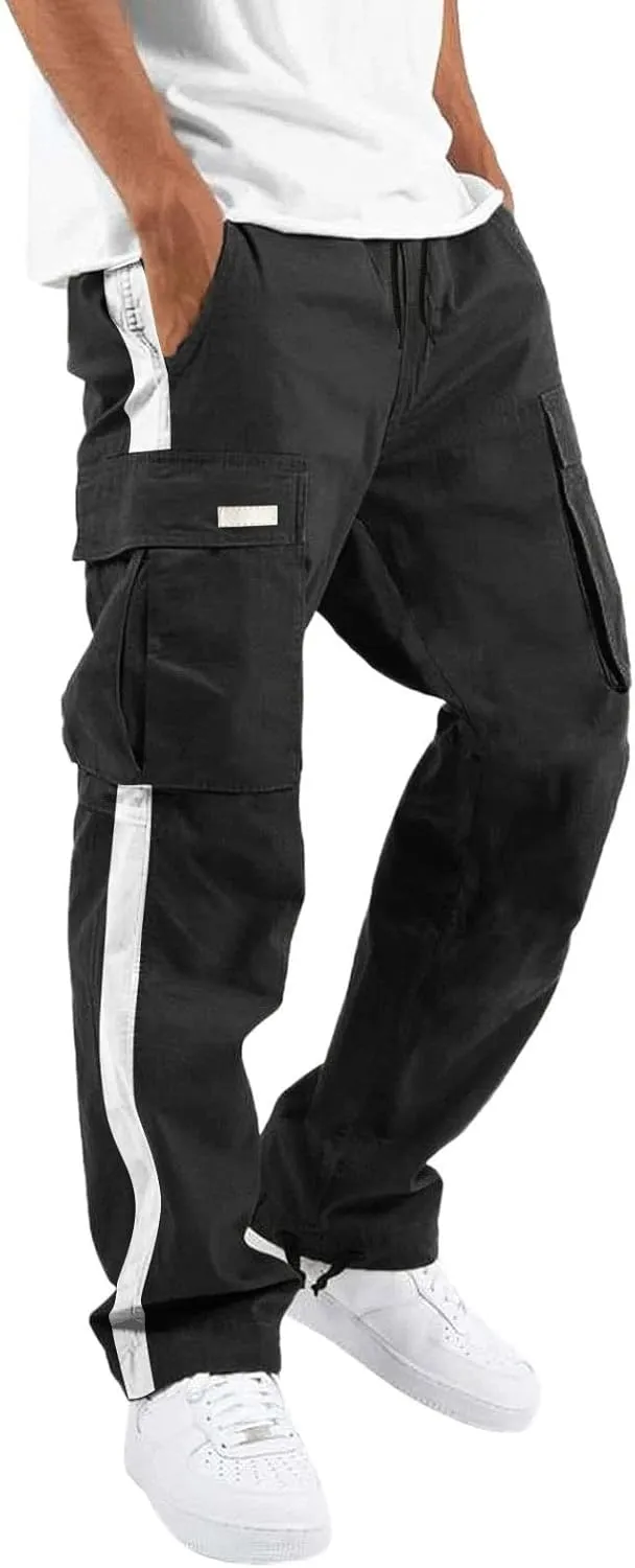 MIDOO Mens Cargo Pants Elastic Waist Casual Lightweight Joggers Loose Sweatpants Stretch Work Fishing Travel Pants Overalls