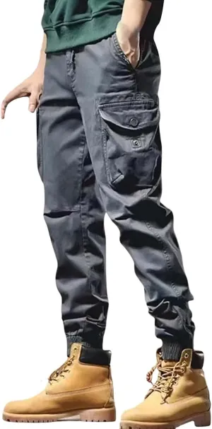 MIDOO Mens Cargo Pants Relaxed Fit Casual Joggers Pants Stretch Drawstring Elastic Waist Tapered Leg Sweatpants with Pockets