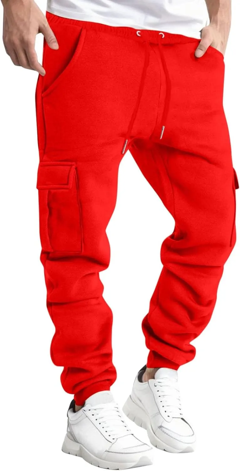 MIDOO Mens Fleece Sweatpants Tall Fleece Active Athletic Workout Jogger Sweatpants Drawstring Elastic Waist Bottom Pants