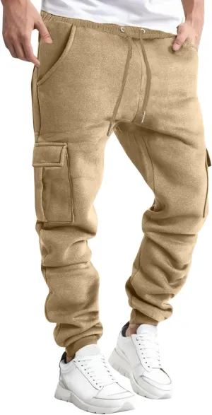 MIDOO Mens Fleece Sweatpants Tall Fleece Active Athletic Workout Jogger Sweatpants Drawstring Elastic Waist Bottom Pants