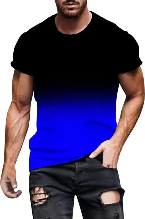 Muscularfit Mens Tshirts Graphic Big and Tall Short Sleeve Athletic Shirt Summer Fashion Gradient Color Crewneck Pullover Tee