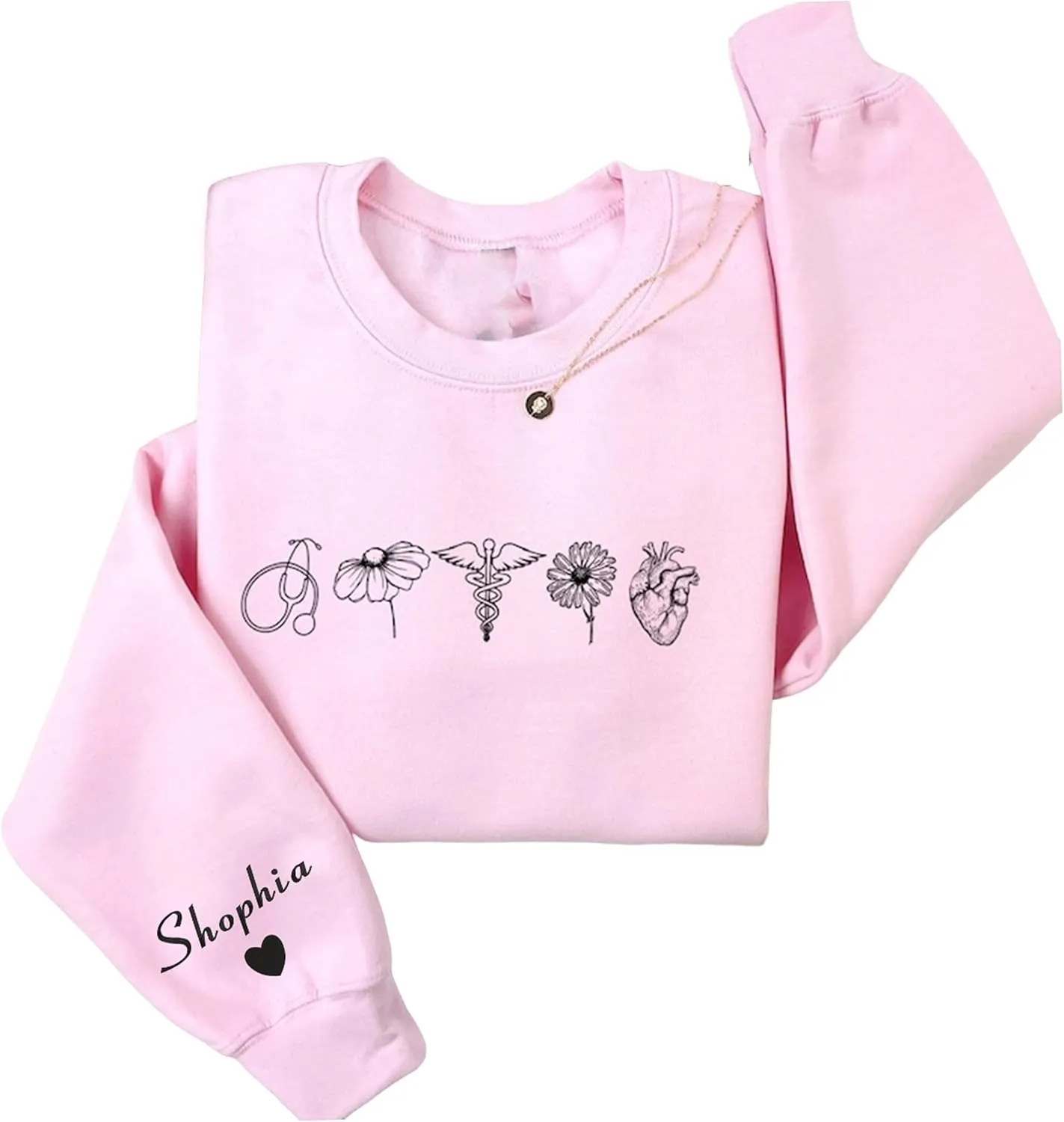 NANI Personalized Nurse Gliter Embroidered Sweatshirt, Nurse Side Bow Cut Out Sweatshirt, shirt For Nurse, Nurse Gift