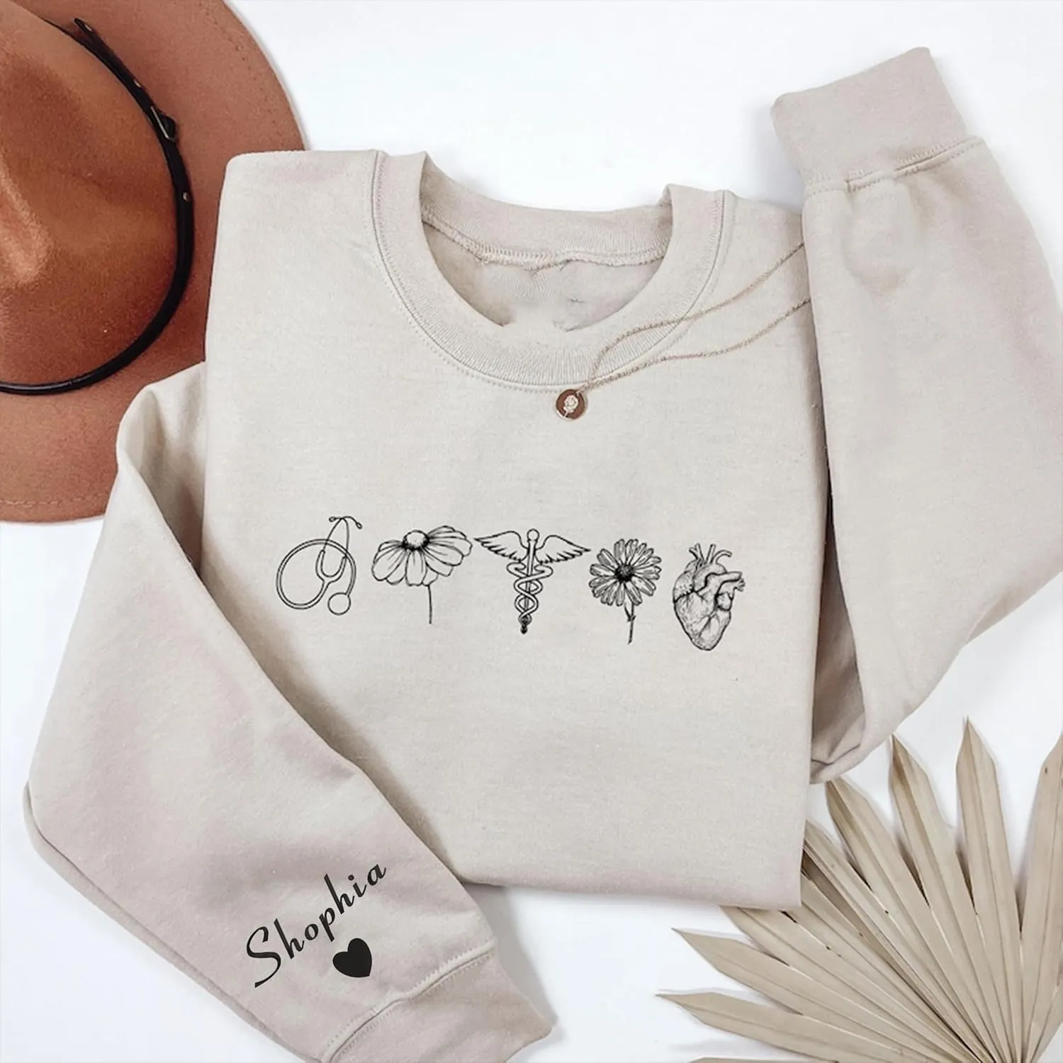 NANI Personalized Nurse Gliter Embroidered Sweatshirt, Nurse Side Bow Cut Out Sweatshirt, shirt For Nurse, Nurse Gift