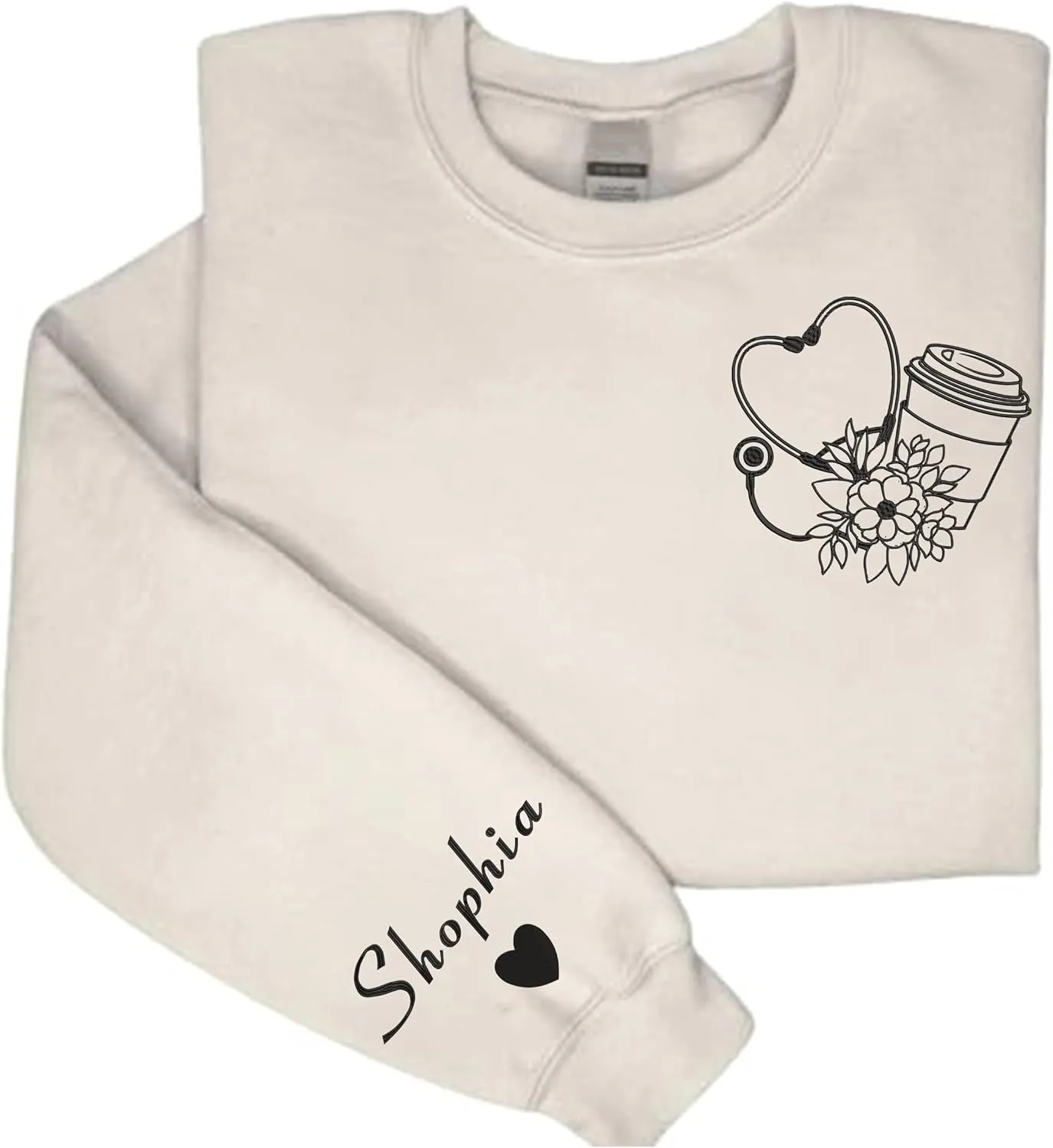 NANI Personalized Nurse Gliter Embroidered Sweatshirt, Nurse Side Bow Cut Out Sweatshirt, shirt For Nurse, Nurse Gift