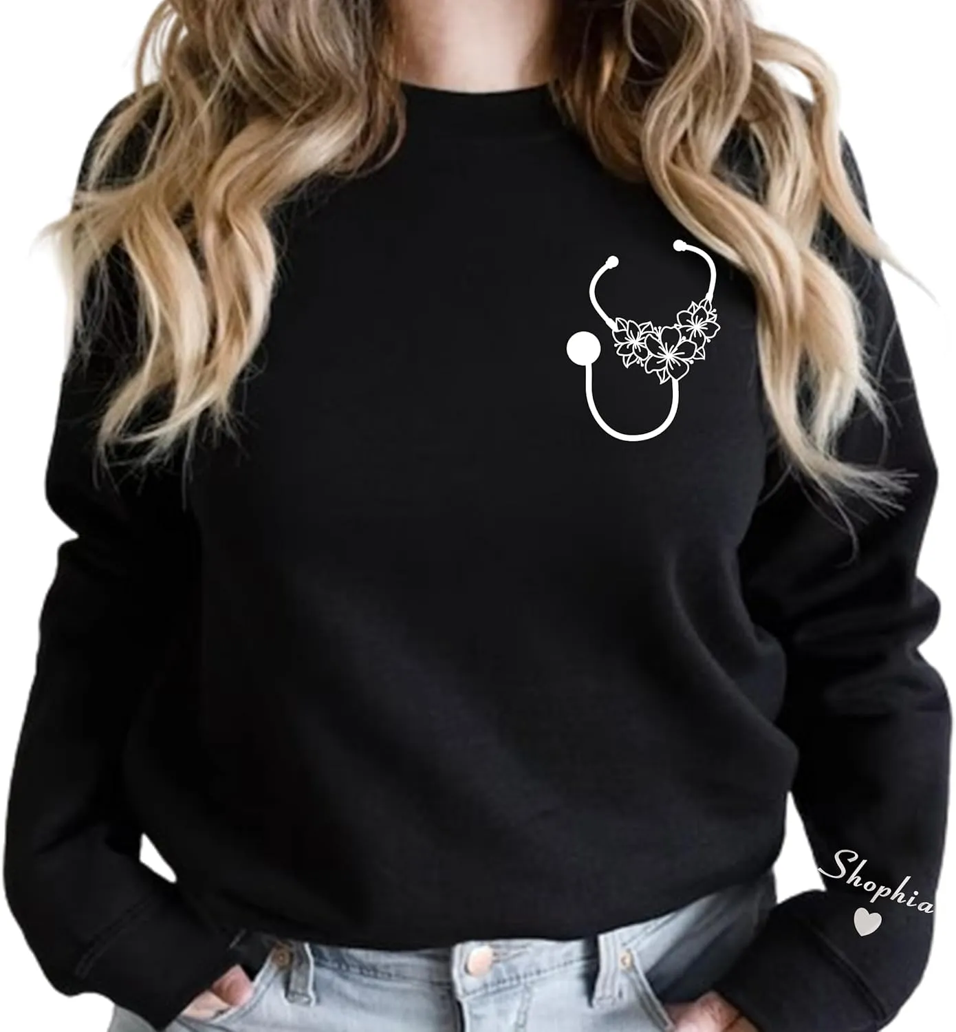 NANI Personalized Nurse Gliter Embroidered Sweatshirt, Nurse Side Bow Cut Out Sweatshirt, shirt For Nurse, Nurse Gift