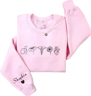 NANI Personalized Nurse Gliter Embroidered Sweatshirt, Nurse Side Bow Cut Out Sweatshirt, shirt For Nurse, Nurse Gift