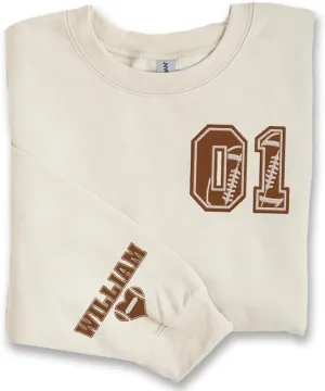 NAZENTI Personalized Football Embroidered Sweatshirt - Custom Football Sweatshirt, Football Player Sweatshirts