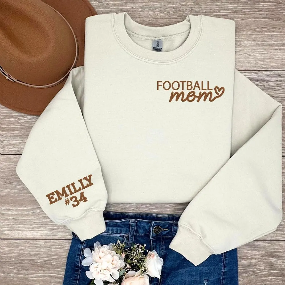NAZENTI Personalized Football Embroidered Sweatshirt - Custom Football Sweatshirt, Football Player Sweatshirts