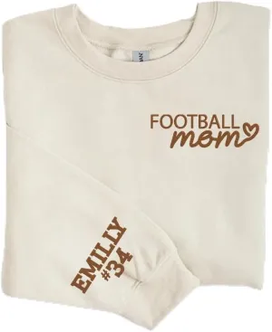 NAZENTI Personalized Football Embroidered Sweatshirt - Custom Football Sweatshirt, Football Player Sweatshirts
