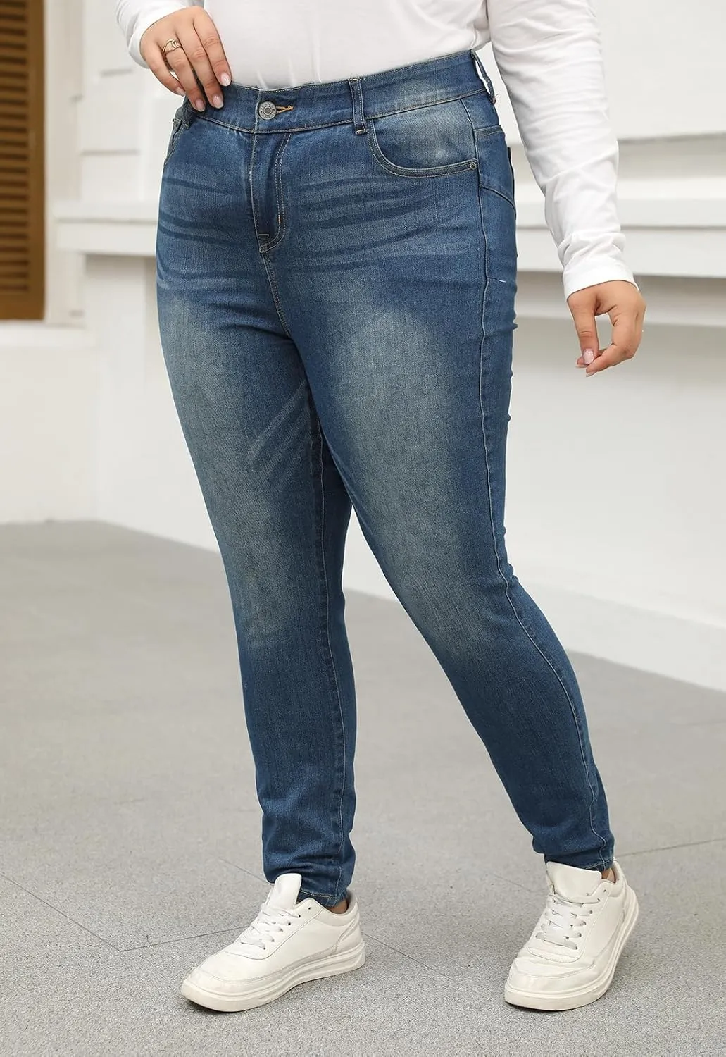 Nemidor Womens Plus Size Skinny Jeans High-Rise Premium Stretchy Denim Jeans