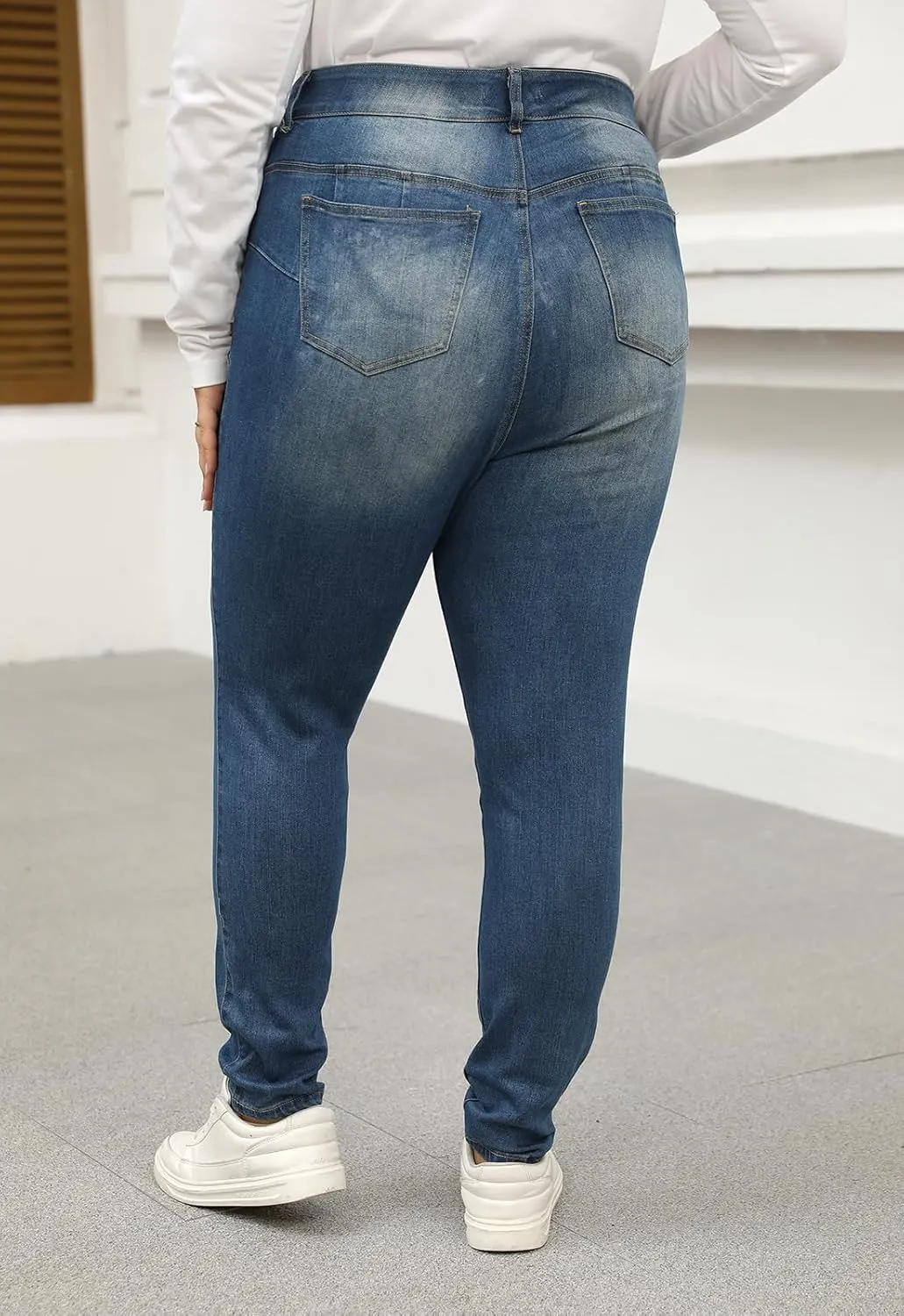 Nemidor Womens Plus Size Skinny Jeans High-Rise Premium Stretchy Denim Jeans