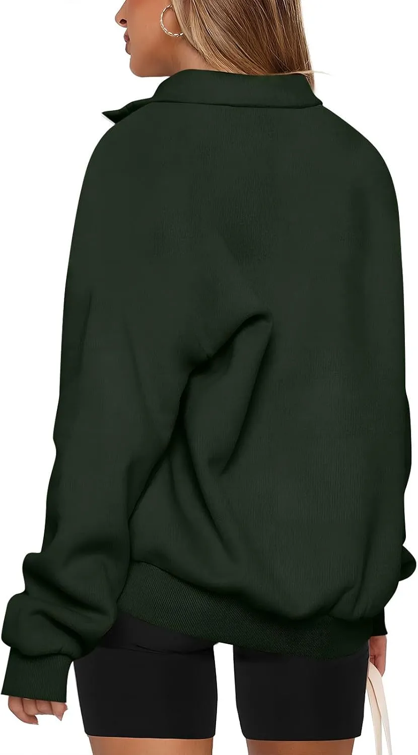 Oversized Quarter Zip Sweatshirts for Women 2024 Fall Pullover Long Sleeve Hoodies Sweaters Winter Outfits