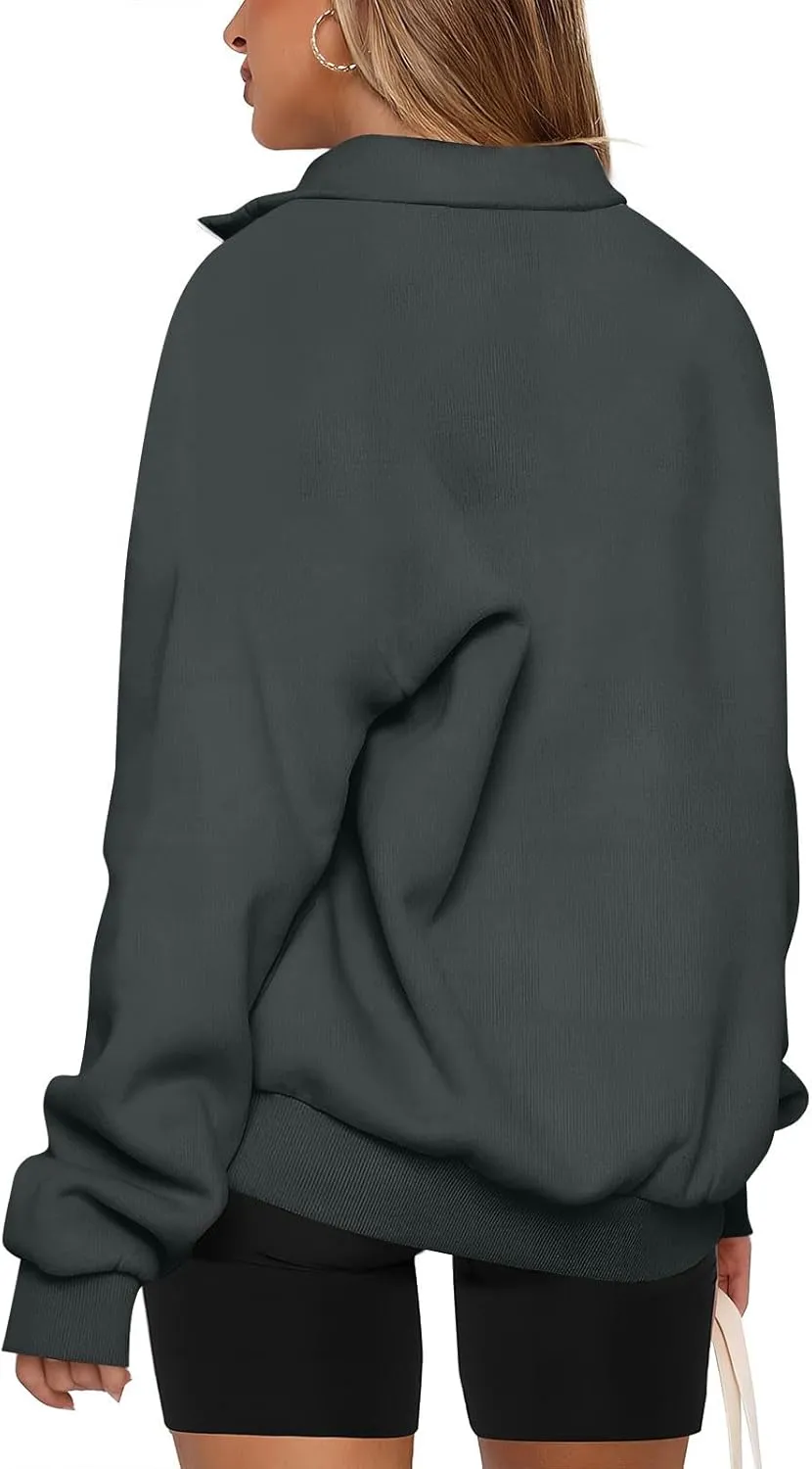 Oversized Quarter Zip Sweatshirts for Women 2024 Fall Pullover Long Sleeve Hoodies Sweaters Winter Outfits
