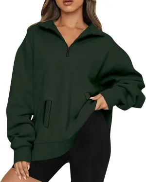 Oversized Quarter Zip Sweatshirts for Women 2024 Fall Pullover Long Sleeve Hoodies Sweaters Winter Outfits