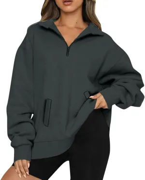 Oversized Quarter Zip Sweatshirts for Women 2024 Fall Pullover Long Sleeve Hoodies Sweaters Winter Outfits