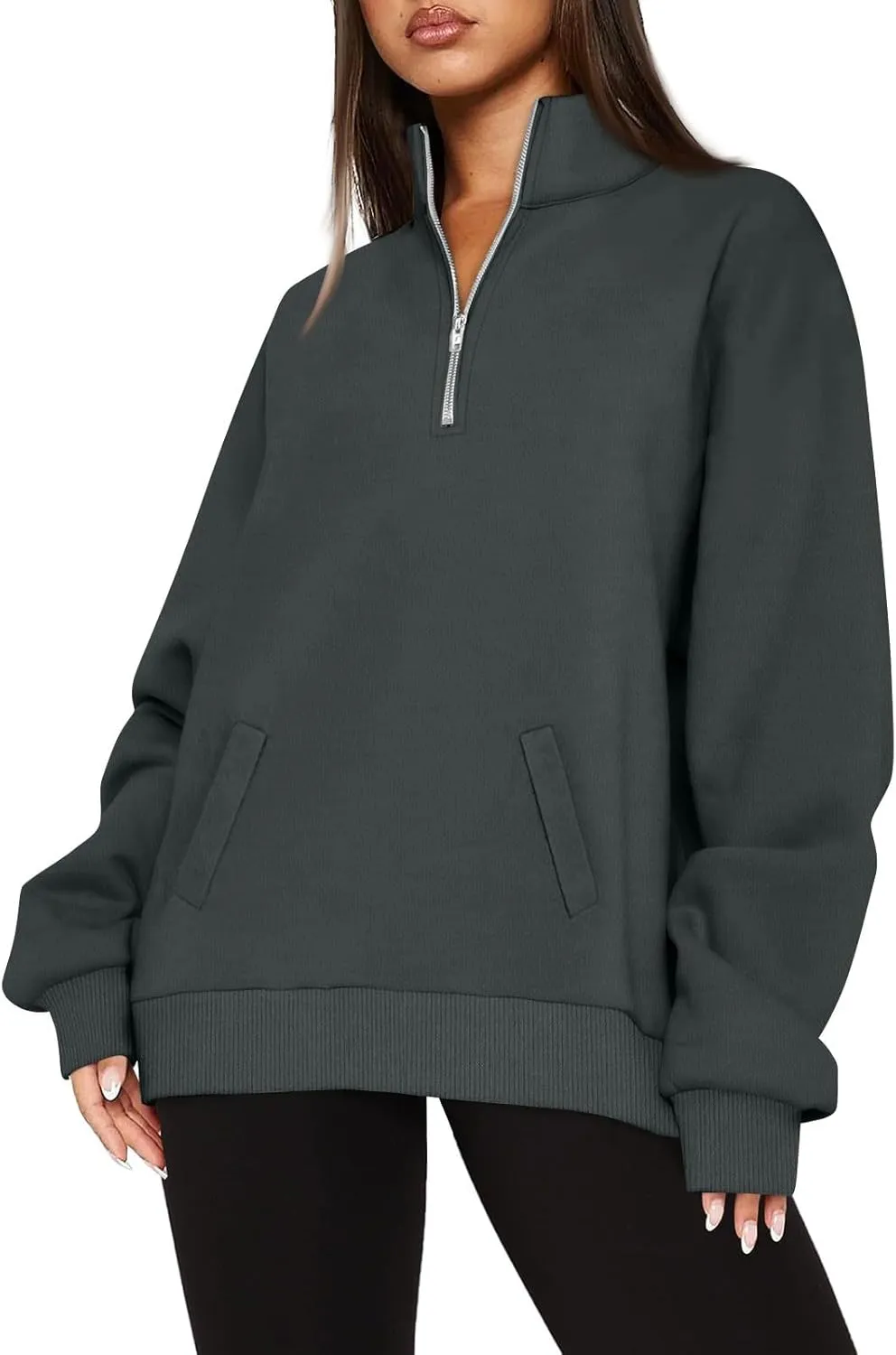 Oversized Quarter Zip Sweatshirts for Women 2024 Fall Pullover Long Sleeve Hoodies Sweaters Winter Outfits