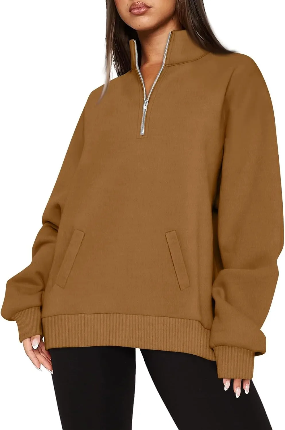 Oversized Quarter Zip Sweatshirts for Women 2024 Fall Pullover Long Sleeve Hoodies Sweaters Winter Outfits