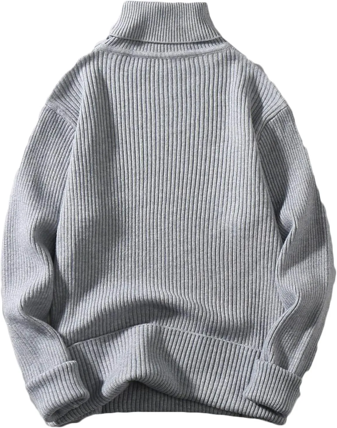 Oversized Turtleneck Ribbed Knitted Sweaters for Men Long Sleeve Solid Pullover Sweaters Casual Winter Warm Sweater