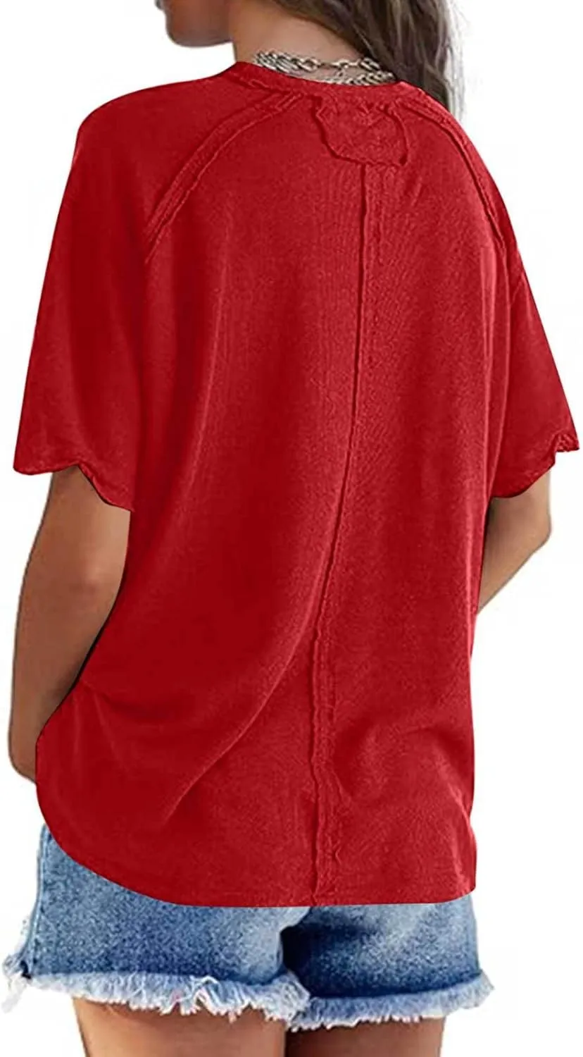 Oversized Workout Shirts or Women Plus Size Summer Casual Short Sleeve Loose Maternity Tops Crewneck Tunic Gym Top