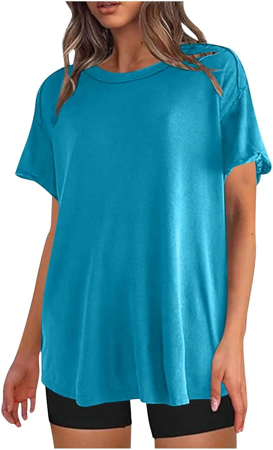 Oversized Workout Shirts or Women Plus Size Summer Casual Short Sleeve Loose Maternity Tops Crewneck Tunic Gym Top