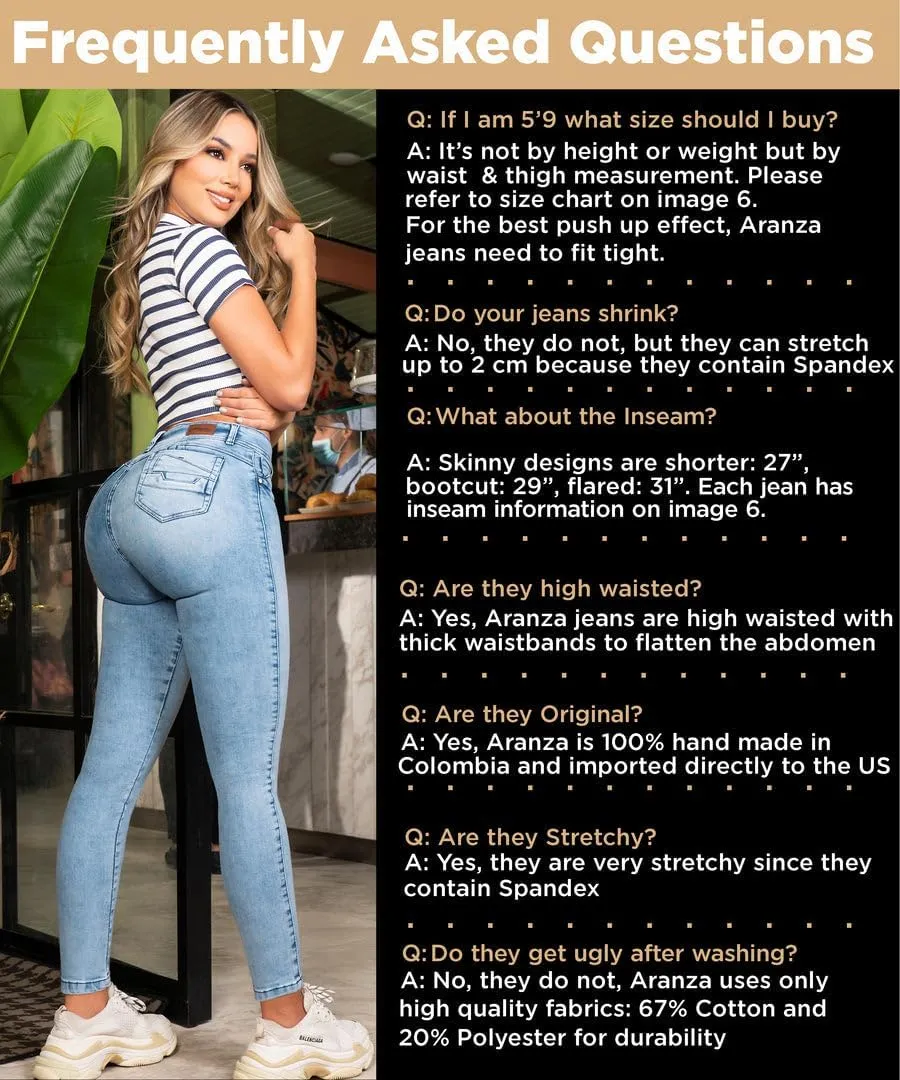 Pantalones Colombianos Levanta Cola | Butt Lifting Jeans for Women Colombian Jeans for Women Butt Lift Boot Cut Jeans Blue