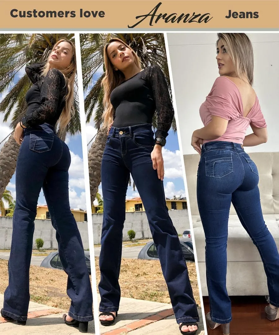Pantalones Colombianos Levanta Cola | Butt Lifting Jeans for Women Colombian Jeans for Women Butt Lift Boot Cut Jeans Blue
