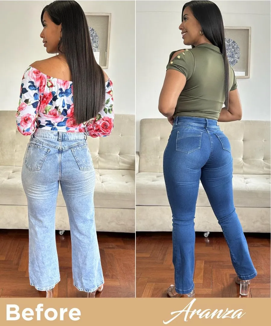 Pantalones Colombianos Levanta Cola | Butt Lifting Jeans for Women Colombian Jeans for Women Butt Lift Boot Cut Jeans Blue