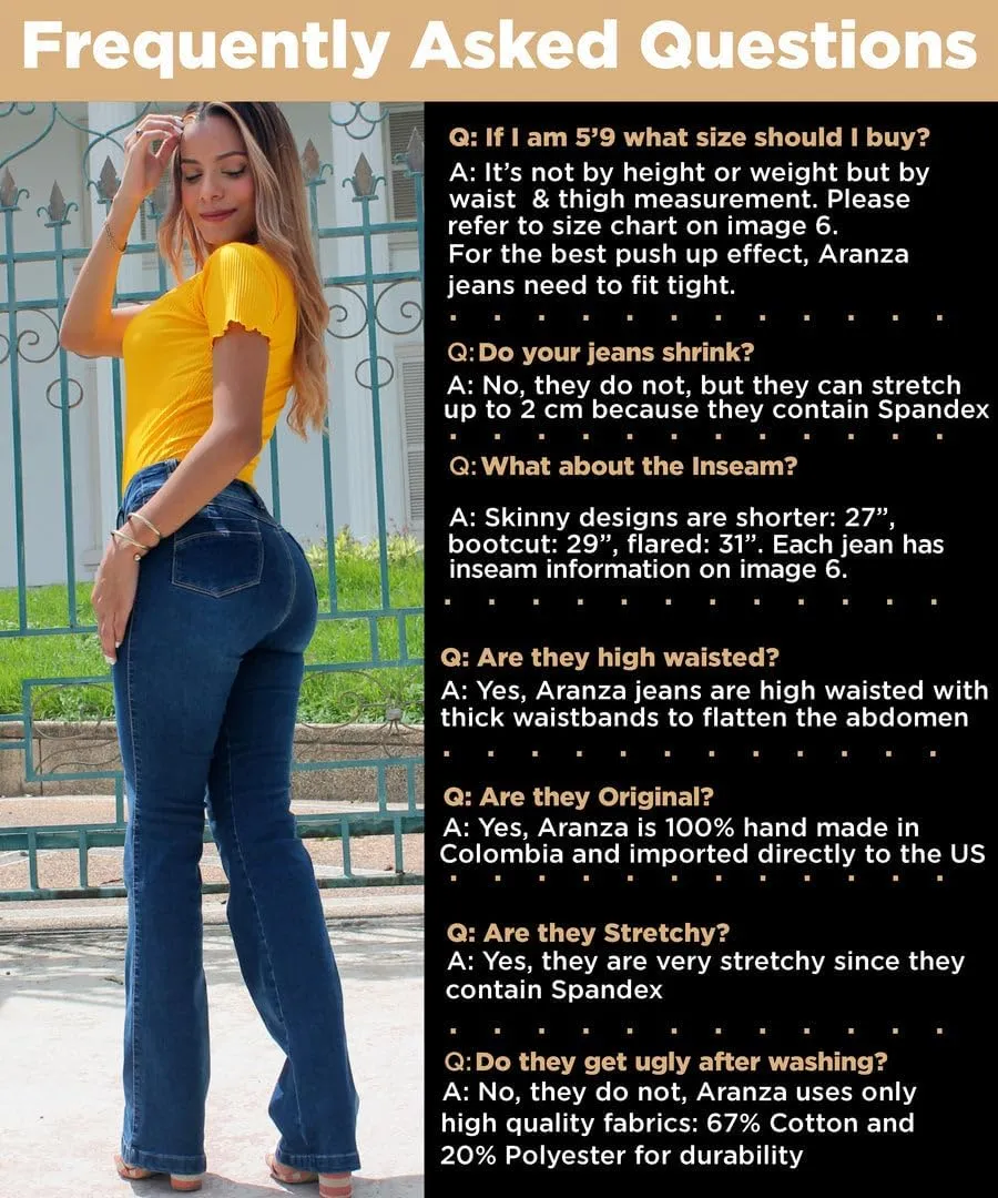 Pantalones Colombianos Levanta Cola | Butt Lifting Jeans for Women Colombian Jeans for Women Butt Lift Boot Cut Jeans Blue