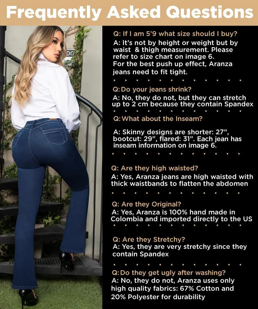 Pantalones Colombianos Levanta Cola | Butt Lifting Jeans for Women Colombian Jeans for Women Butt Lift Boot Cut Jeans Blue