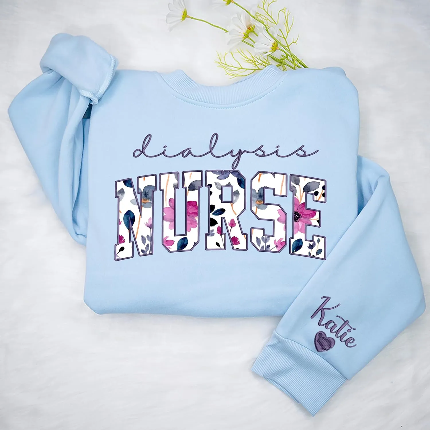 Personalized Embroidered Nurse Sweatshirt for Women, Custom Name & Specialties (ER, RN, NP, L&D), Nurse Gifts