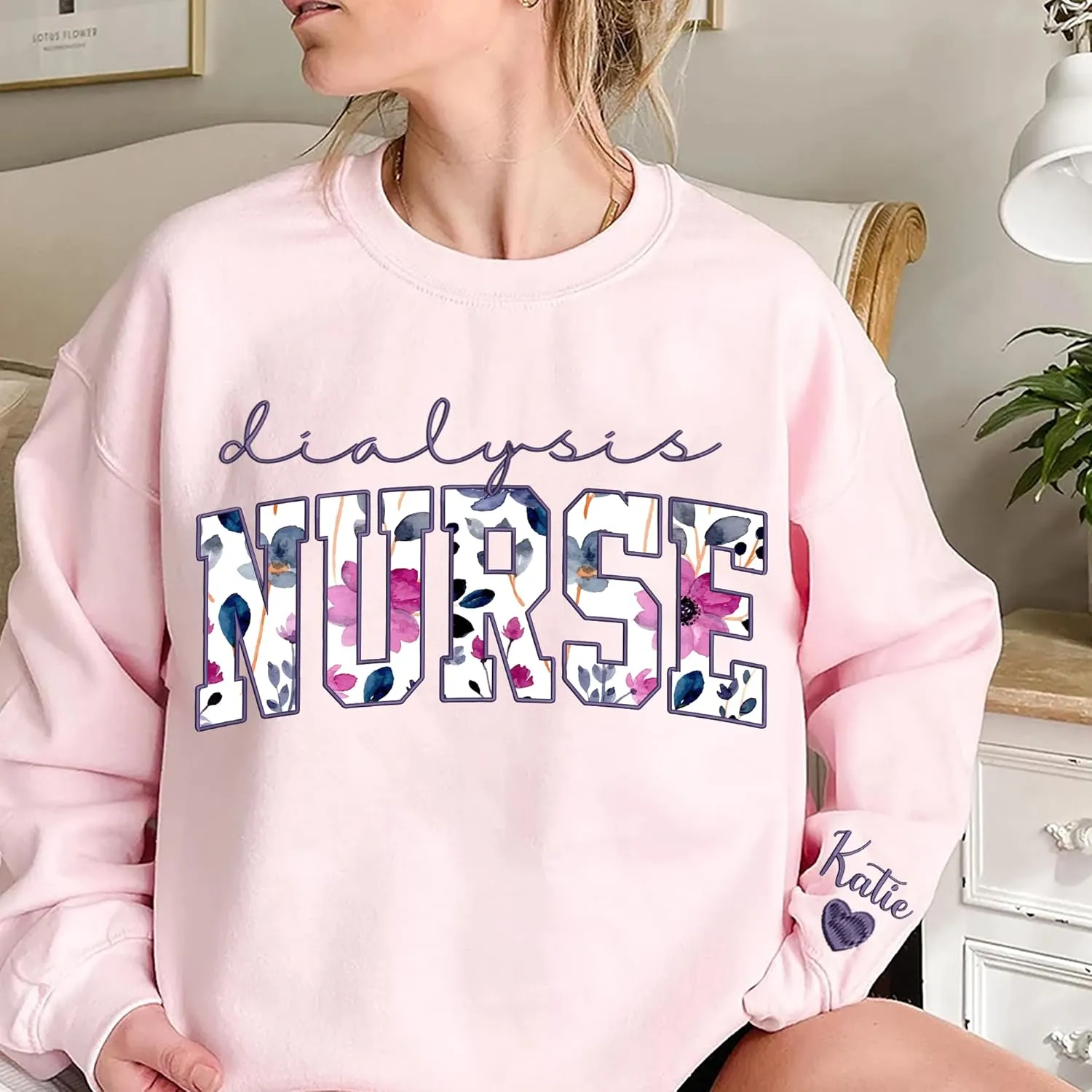 Personalized Embroidered Nurse Sweatshirt for Women, Custom Name & Specialties (ER, RN, NP, L&D), Nurse Gifts