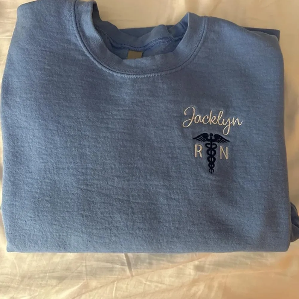 Personalized Embroidered Nurse Sweatshirt, RN Sweatshirt, Gift for Nurse, Medical, Birthday, Christmas