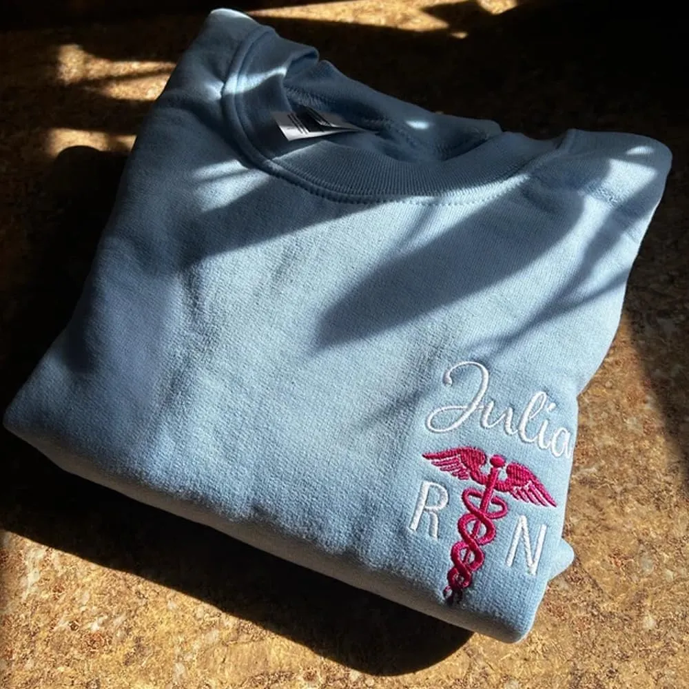 Personalized Embroidered Nurse Sweatshirt, RN Sweatshirt, Gift for Nurse, Medical, Birthday, Christmas
