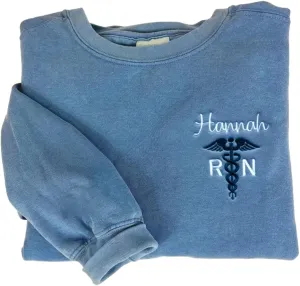 Personalized Embroidered Nurse Sweatshirt, RN Sweatshirt, Gift for Nurse, Medical, Birthday, Christmas