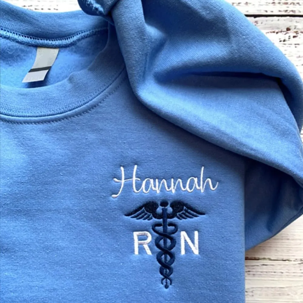Personalized Embroidered Nurse Sweatshirt, RN Sweatshirt, Gift for Nurse, Medical, Birthday, Christmas