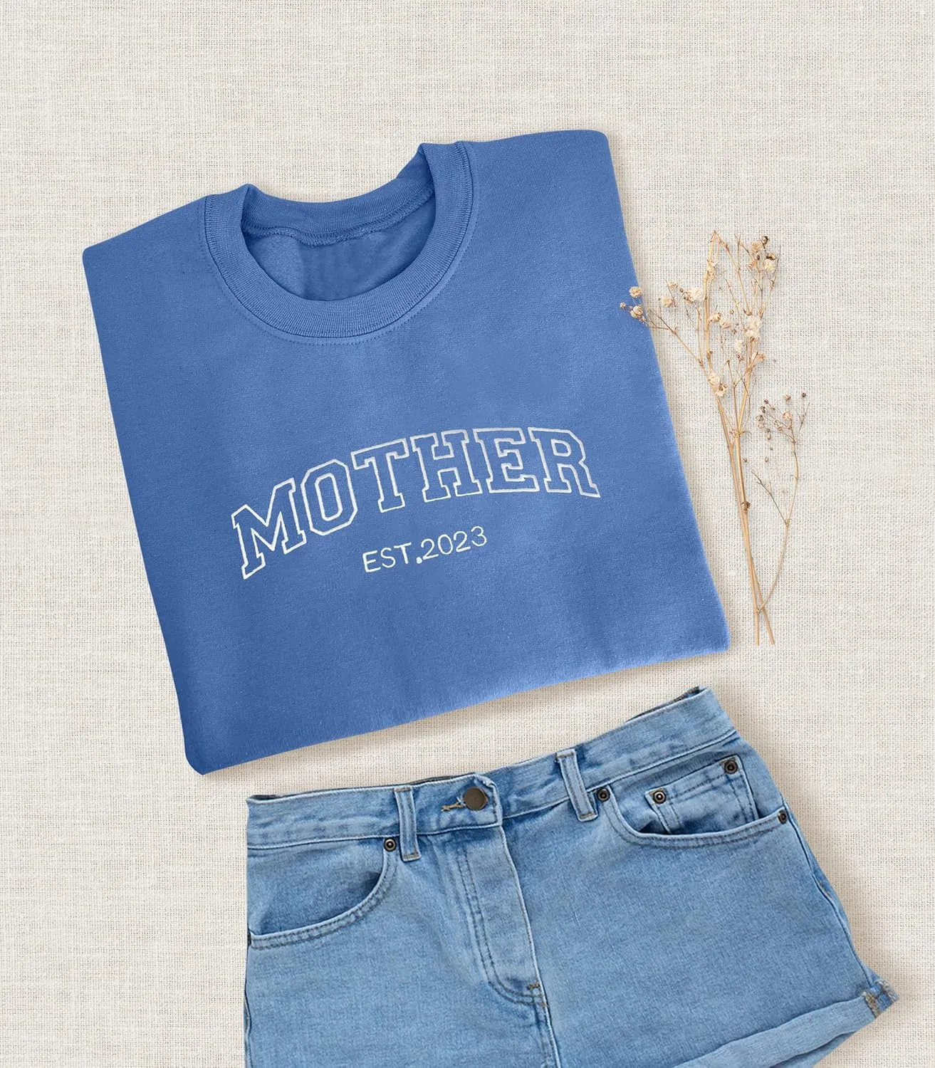 Personalized Embroidered Sweatshirt Custom Name Sweatshirt Add Your Text&Date Sweatshirt