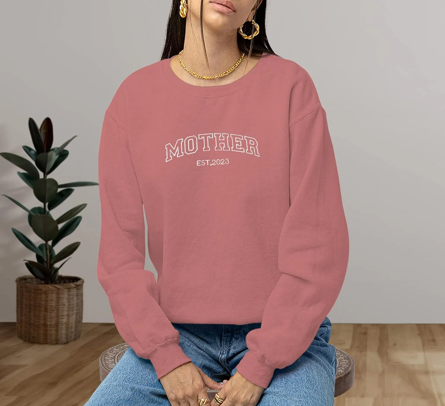 Personalized Embroidered Sweatshirt Custom Name Sweatshirt Add Your Text&Date Sweatshirt