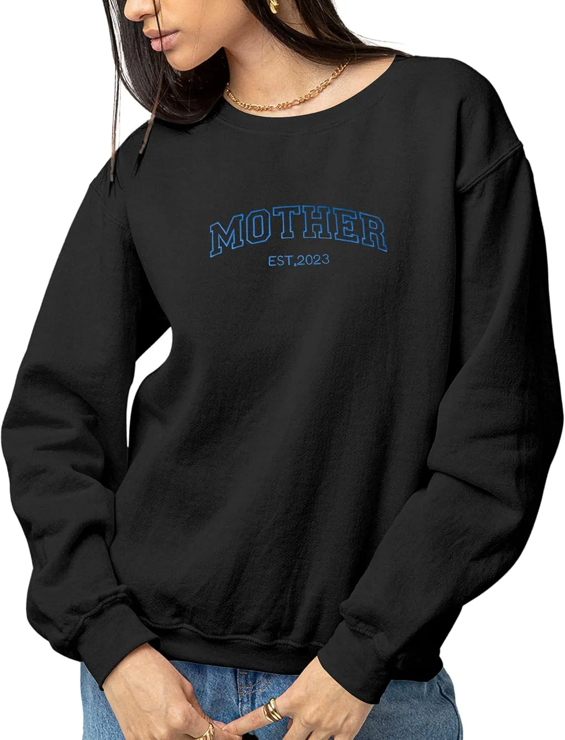 Personalized Embroidered Sweatshirt Custom Name Sweatshirt Add Your Text&Date Sweatshirt