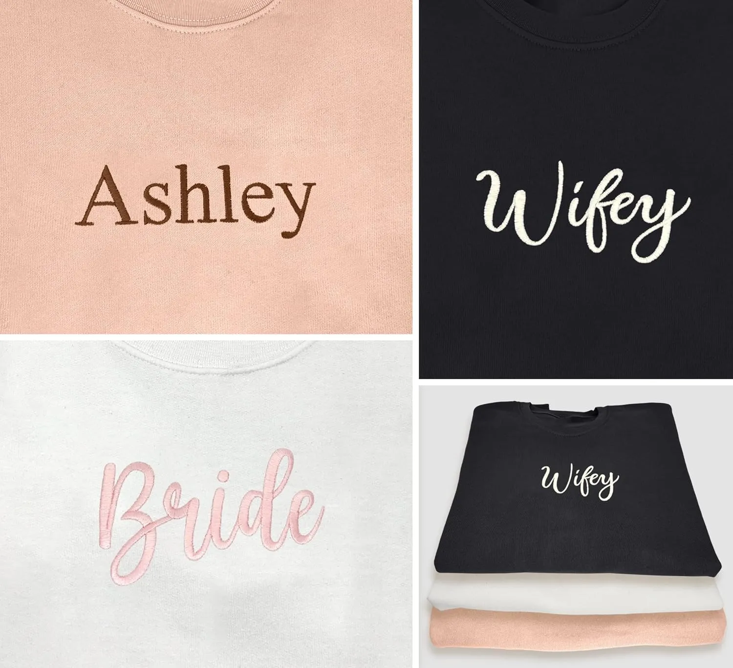 Personalized Embroidered Sweatshirt Custom Name Sweatshirt Bride Wifey Sweatshirt