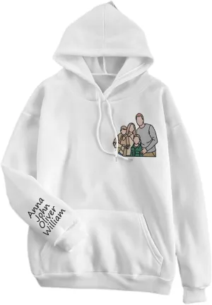 Personalized Family Photo Embroidered Sweatshirt, Custom Portrait Photo Sweatshirts, Family Portrait Hoodie, Gift for Family (Cotton, FML 2)