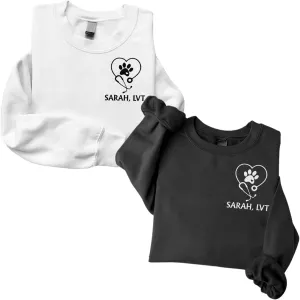 Personalized Veterinarian Embroidered Sweatshirt, Custom Vet Tech Shirt, Veterinary Technician Week Gifts, Veterinary Gifts