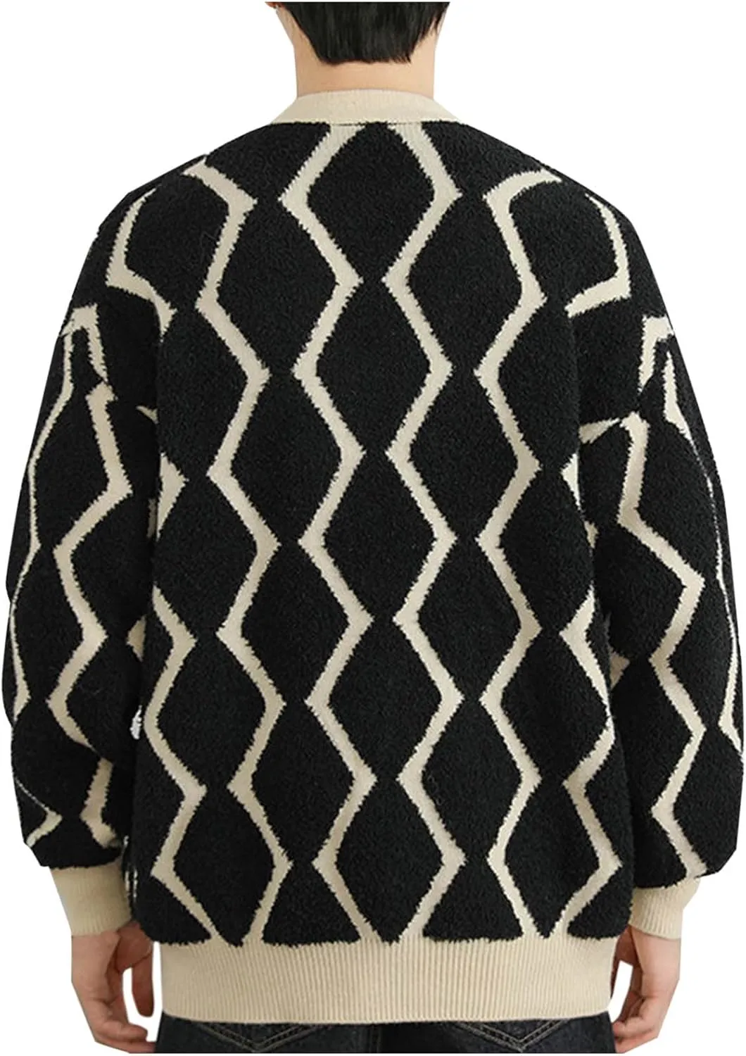 Plaid Cardigan Sweaters for Men Vintage Knit Sweater Big and Tall Button Down Sweaters Casual Cable Knit Sweater