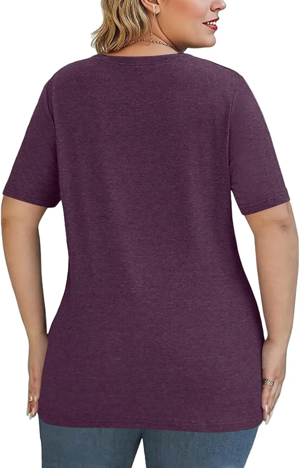 Plus Size Tops for Women Short Sleeve Summer Pullover Criss Cross Sexy V Neck Tshirt Tunic Loose Fit Tee Shirts XL-5XL