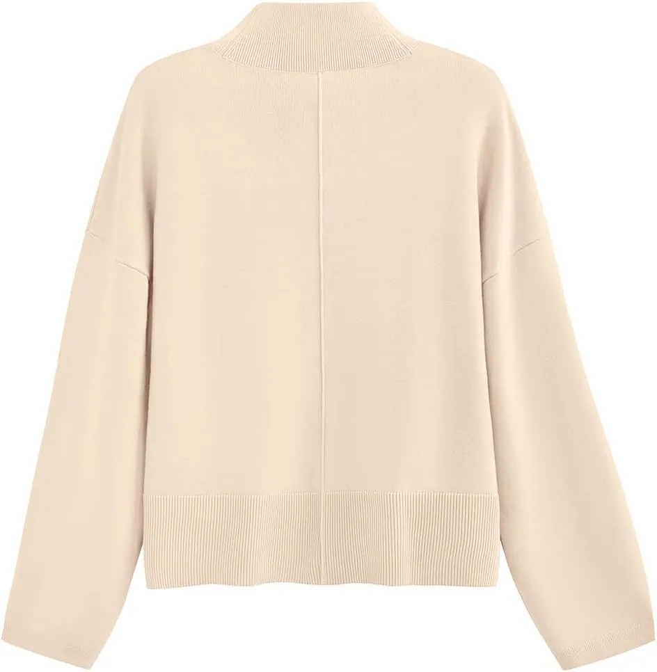 PRETTYGARDEN Womens Sweaters Fall 2025 Long Sleeve Ribbed Knit Pullover Loose Mock Neck Lightweight Casual Sweater Tops