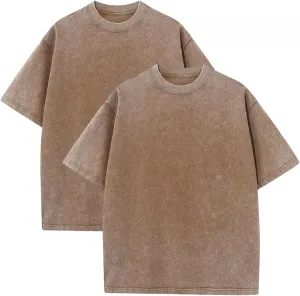 Pump Covers T-Shirts Men Oversized Tees Workout Tshirts 2 Pack Cotton Acid Wash Streetwear Grunge T Shirt